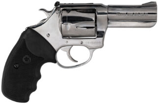 Charter Arms 73539 Mag Pug  Large 357 Mag, 5 Shot 3" High Polished Stainless Steel Barrel, Cylinder & Frame w/Black Finger Grooved Rubber Grip
