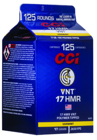 CCI 923CC VNT Rimfire 17HMR 17gr Varmint Tipped 125 Per Box/10 Case