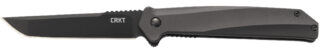 Columbia River CRKT Helical 3.52" Folding Tanto D2 Steel Blade, Black Aluminum Handle