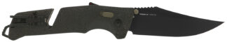 S.O.G SOG11120341 Trident AT 3.70" Folding Clip Point Plain Black TiNi Cryo D2 Steel Blade/Olive Drab w/FDE Accents GRN Handle Features Line Cutter/Glass Breaker