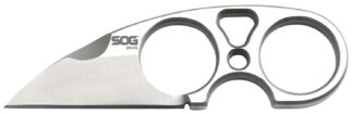 SOG Snarl Fixed Blade Knife 2.3 in Sheepsfoot Blade, 9Cr18MoV SS, Satin, Silver Handle