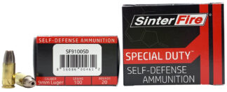 SinterFire SF9100SD Special Duty 9mm 100 gr Lead-Free Frangible Hollow Point 20 Rounds Per Box