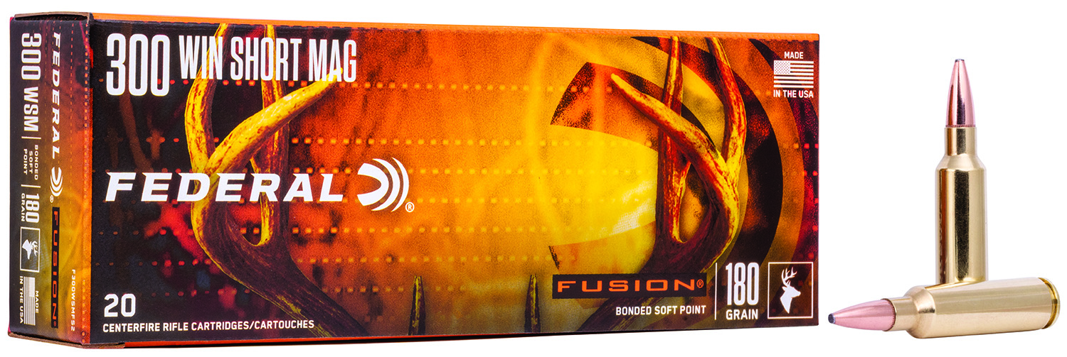Federal Fusion .300 Winchester Short Magnum (WSM) 180 Grain Bonded Soft Point Rifle Ammo