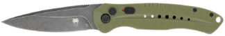 Cobratec Knives Diablo 3.50" D2 Steel Auto Folding Knife, Black Stonewash Blade, OD Green G10 Scales