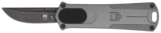 CobraTec Knives CALI952GRYDNS California 952 *CA Compliant 1.75" OTF Drop Point Plain Black Stonewashed D2 Steel Blade, 3" Gray Anodized Aluminum Handle