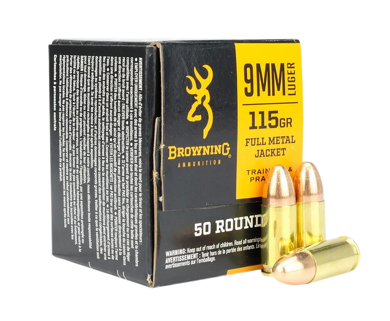 Browning 9mm Luger 115 gr Full Metal Jacket 50 Rounds Per Box