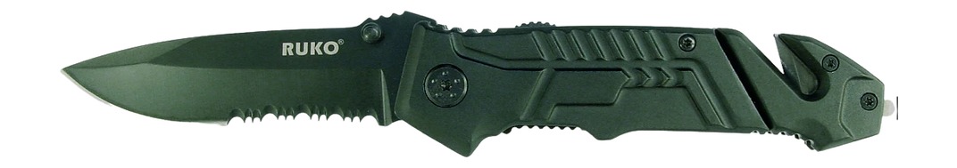 RYNOBLADE KNIVES RUKO RUK0144S-CS 440A 3-1/4" Folding Knife, Black Rubber