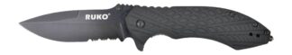 RYNOBLADE KNIVES RUKO RUK0182SBBK 440C Serrated Folding Knife