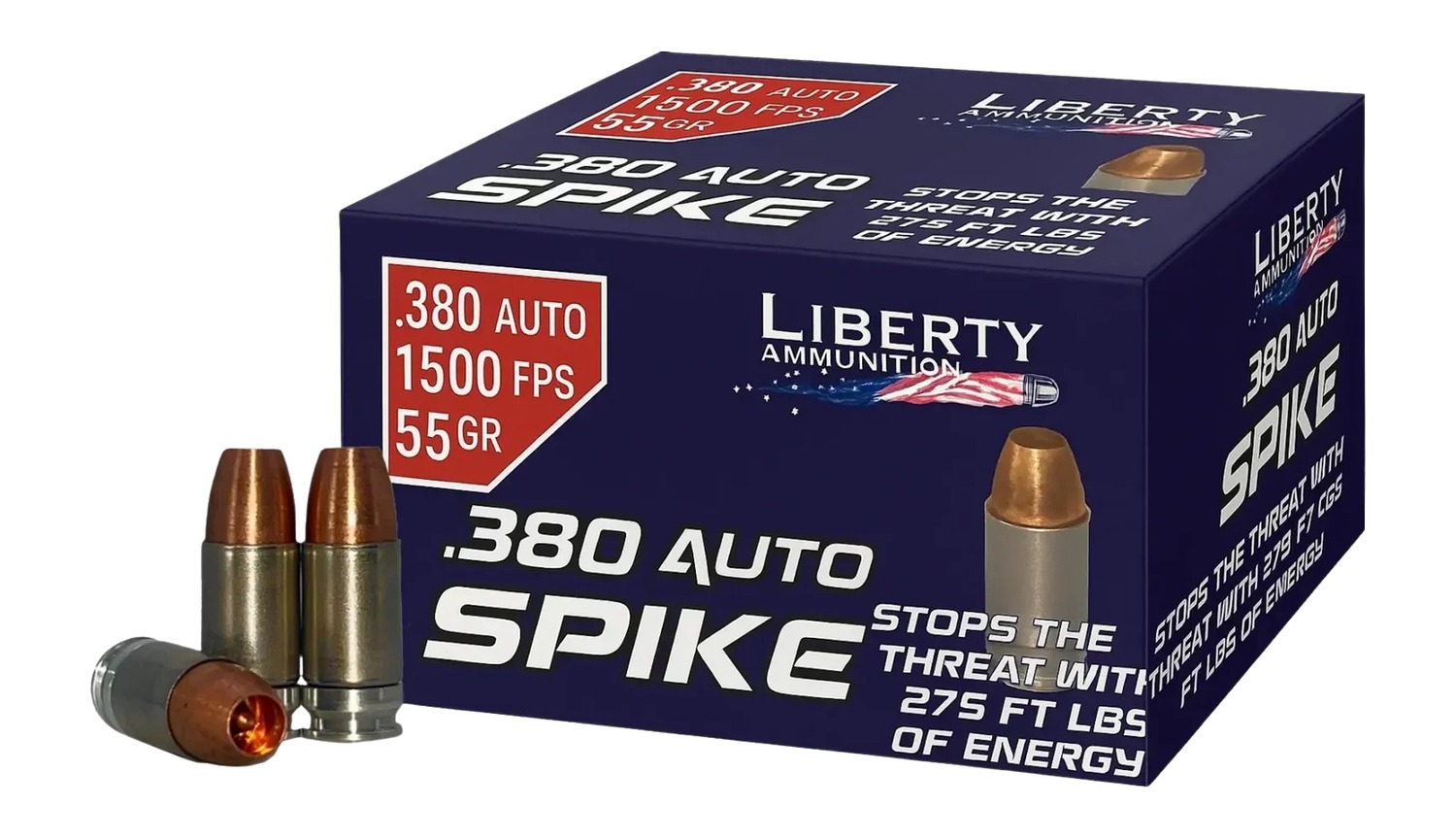 Liberty Spike .380 ACP 55 Grain 20 Rounds Per Box