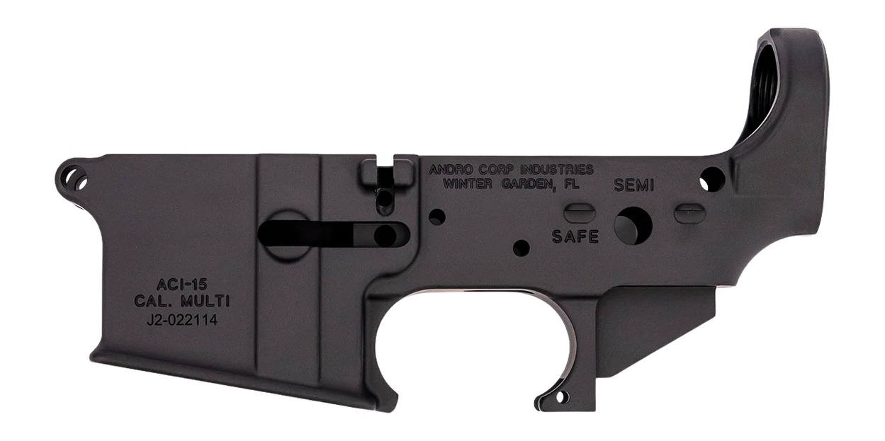 ANDRO CORP INDUSTRIES ACI-15 LACI15S Stripped Lower Receiver, AR-15, Multi, Black Anodized Aluminum