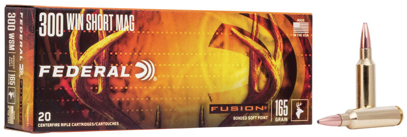 Federal Fusion .300 Winchester Short Magnum 165 Grain Boat Tail Soft Point, 20 Rounds