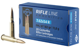 PPU 7.62x54R 182gr Full Metal Jacket Boat Tail Ammo, 20 Rounds Per Box