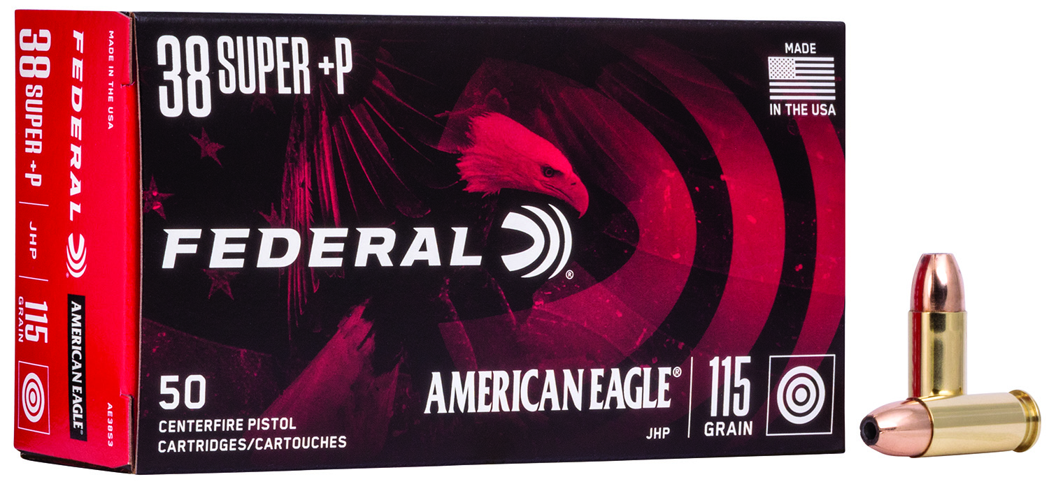 Federal American Eagle .38 Super Auto +P 115 gr JHP 50-Round Box