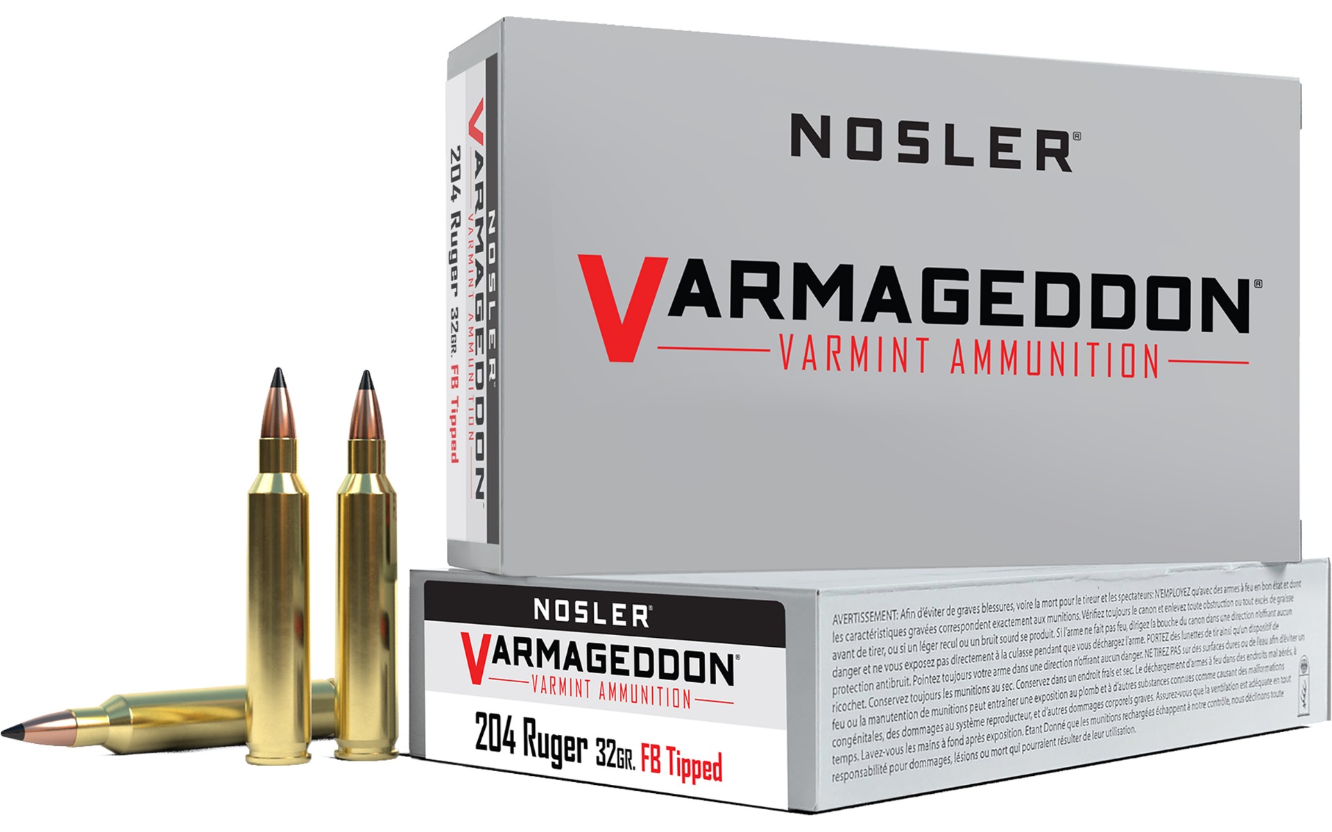 Nosler Varmageddon Varmint 204 Ruger 32 gr Flat Base Tipped, 20 Rounds Per Box