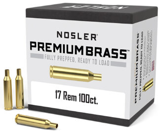 Nosler 10128 Premium Brass Unprimed Cases 17 Remington Rifle Brass, 100/Box