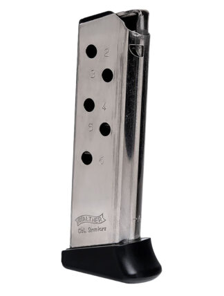 Walther PPK .380 ACP 6-Round Detachable Magazine with Finger Rest, Nickel Steel