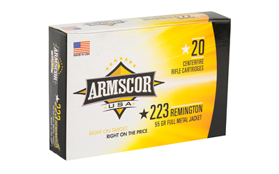Armscor .223 Rem/5.56 NATO 55 gr Full Metal Jacket Ammo, 20 Rounds Per Box
