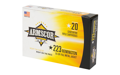Armscor .223 Rem/5.56 NATO 55 gr Full Metal Jacket Ammo, 20 Rounds Per Box