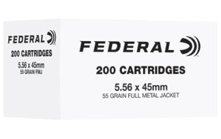 Federal American Eagle .223 REM/5.56 NATO 55 Grain FMJ Rifle Ammo, 200 Rounds Per Box
