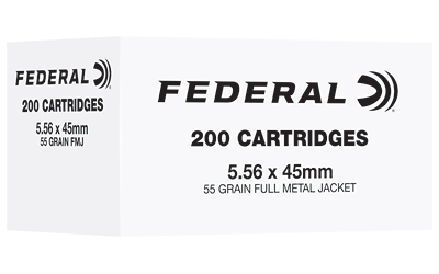 Federal American Eagle .223 REM/5.56 NATO 55 Grain FMJ Rifle Ammo, 200 Rounds Per Box