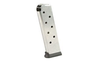 Chip McCormick Power Mag Railed 8-Round .45 ACP Magazine for 1911 Government (Stainless W/ Black Base Pad)