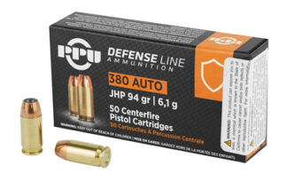 PPU PPD380A .380 ACP 94 Grain JHP Handgun Defense, 50 Rounds