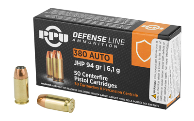 PPU PPD380A .380 ACP 94 Grain JHP Handgun Defense, 50 Rounds