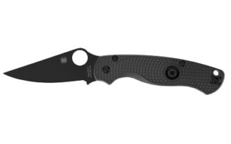 Spyderco Para Military 2 Lightweight Folding Knife, 3.47 in Clip Point, Black DLC/FRN