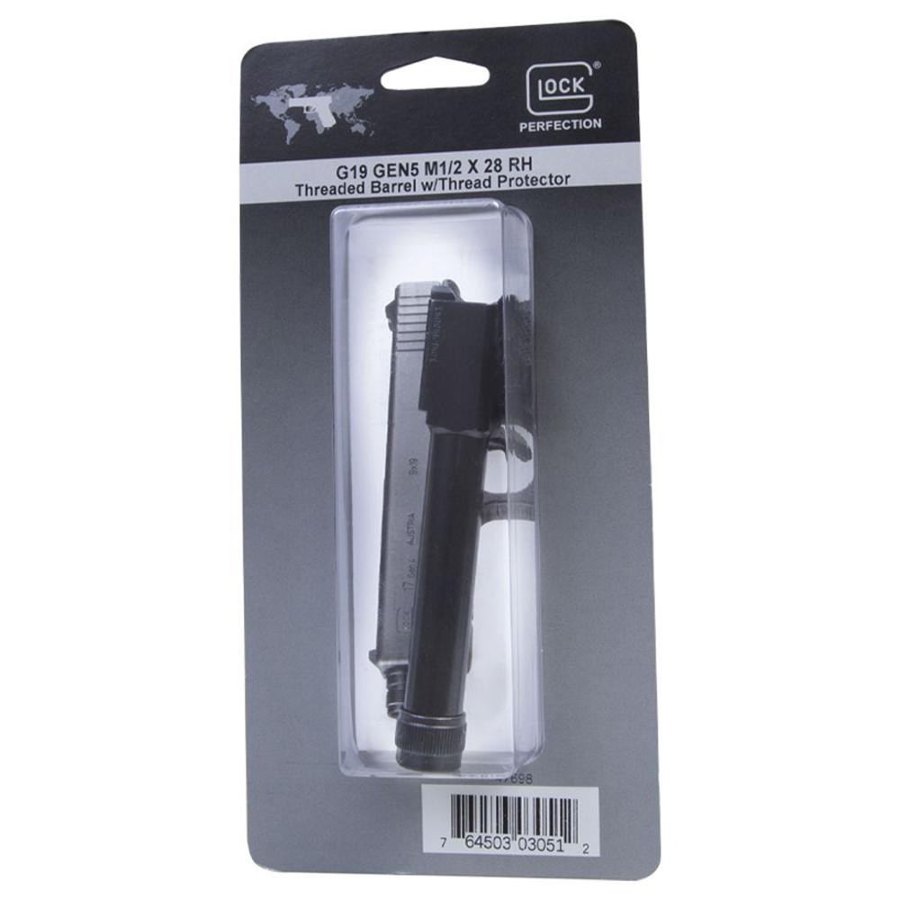 Glock Gen5 G19/G19X/G45 Threaded Barrel 9mm Luger, 1/2x28 RH Threads, Black