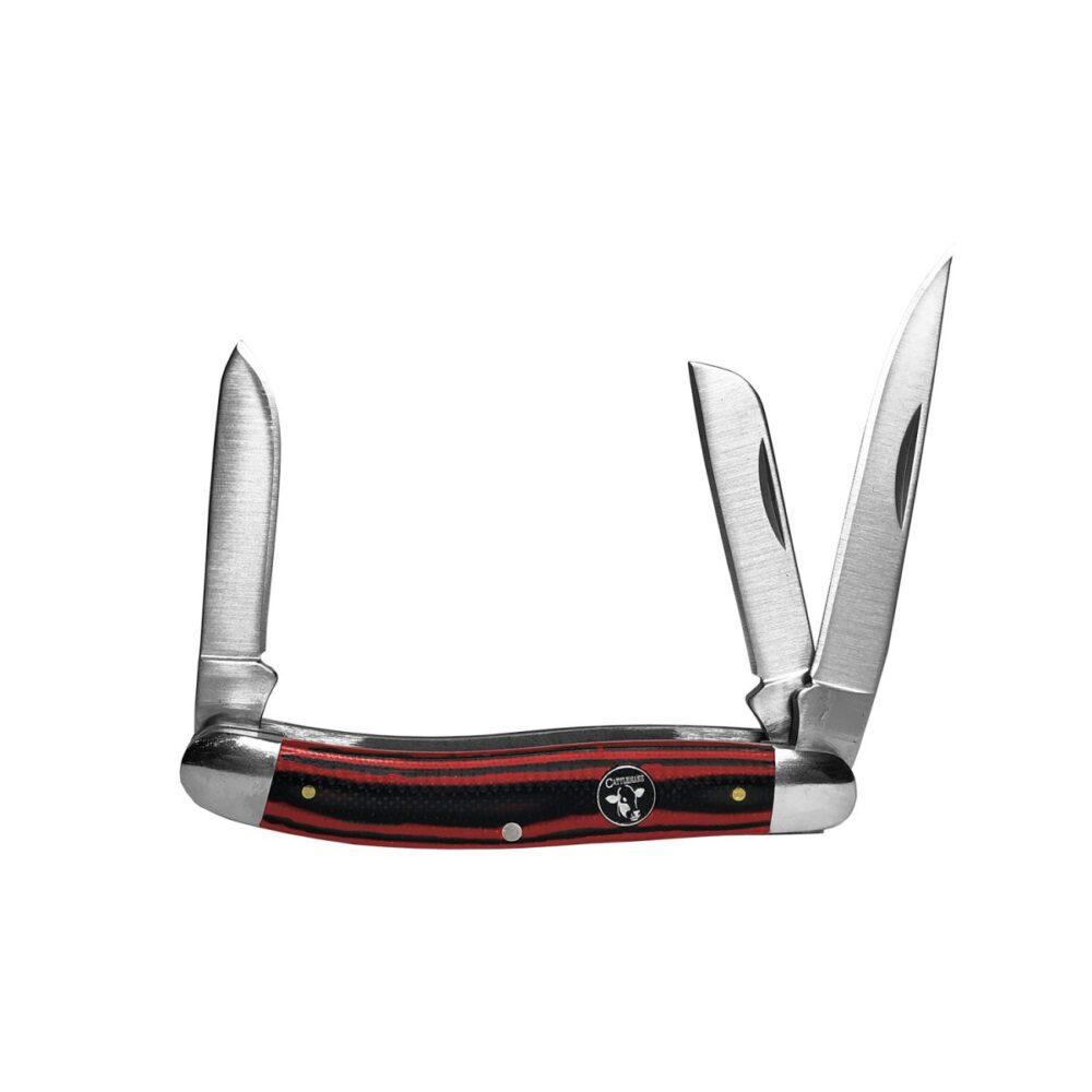 Rock Ridge Outdoors Cowhand Series Cattleman Stockman 3-Blade Knife, 3.5 in Closed, Red