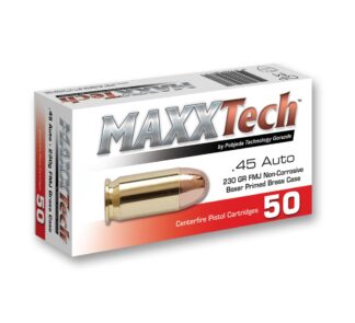 MaxxTech PTGB45B .45 ACP 230 Grain FMJ Brass 50 Rounds