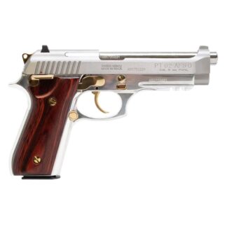 Taurus PT92 Double/Single Action 9mm, 5in Barrel, Stainless Slide/Frame, Wood Grips