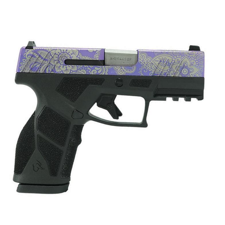Taurus GX2 9mm Luger SAO 3.38 in Barrel, 13 Rounds, Black Polymer Frame/Custom Purple Paisley Slide