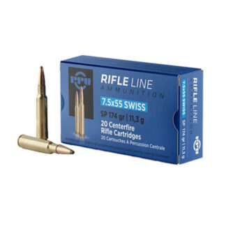 PPU Prvi Partizan 7.5x55mm Swiss 174gr Soft Point, 20 Rounds, Brass Case