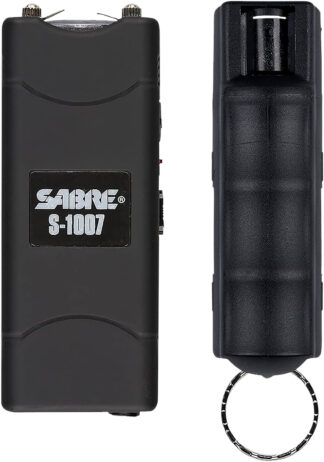 Sabre S7BHCBK Multi-Range Protection Pack Stun Gun and 25-Burst Pepper Spray W/120 Lumen Flashlight, Black