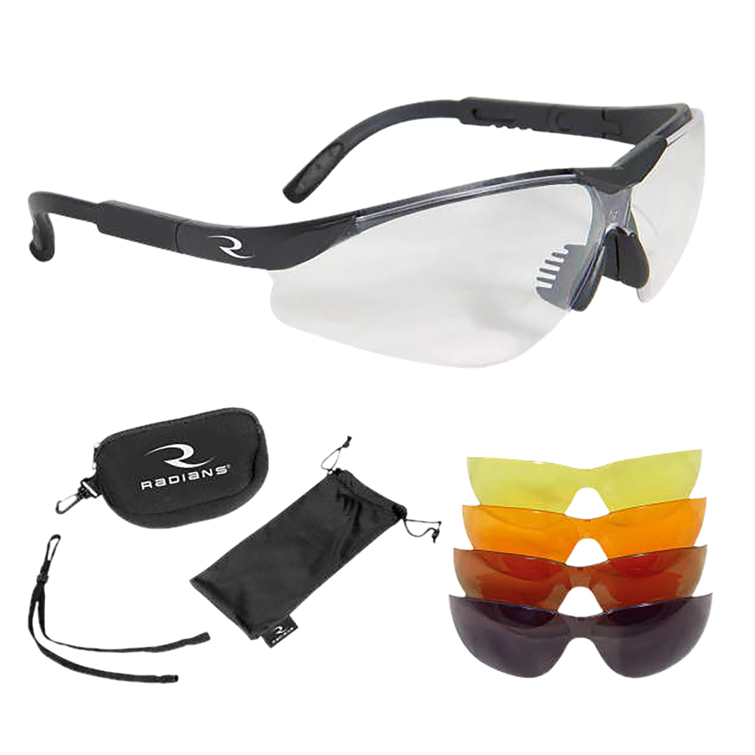Radians T-85 Shooting Glasses 5-Lens Kit Black Frame