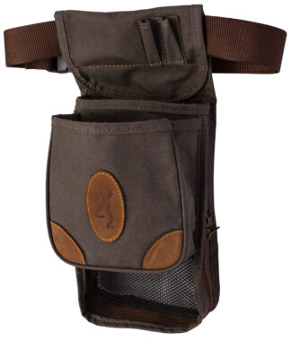 Browning Lona Deluxe Shell Pouch Canvas Leather Trim Belt Mounted