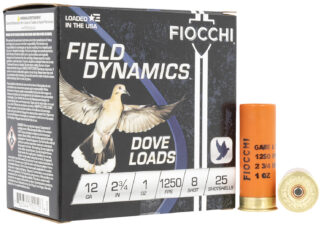 Fiocchi Field Dynamics Dove & Quail 12 Gauge 2.75 in 1 oz #8 Lead Shot 25 Rounds