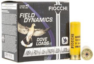 Fiocchi Field Dynamics Dove & Quail 20 Gauge 2.75 in 7/8 oz #7.5 Lead Shot 25 Rounds