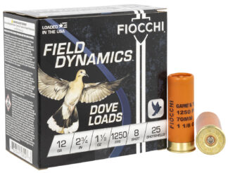 Fiocchi Field Dynamics Dove & Quail 12 Gauge 2.75 in 1 1/8 oz #8 Lead Shot 25 Rounds