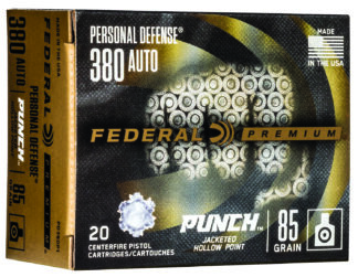 Federal Punch .380 ACP 85 Grain JHP Nickel-Plated Brass 20 Rounds