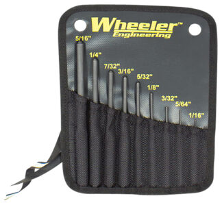 Wheeler Engineering Roll Pin Punch Set 9-Piece, Hardened Steel Hemispherical Tips