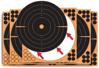 EZ-Aim EZ Aim Adhesive Splash Reactive Bullseye Paper Targets, Self-Adhesive, 12x12, 10-Pack