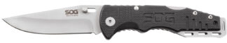 SOG Salute Mini 3.10in Folding Clip Point Plain Bead Blasted 8Cr13MoV SS, Black G10