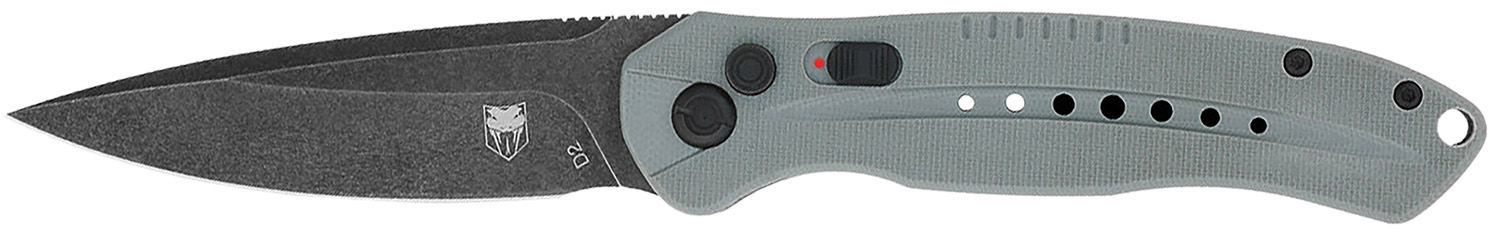 Cobratec Diablo Folding Automatic Knife 3.50" D2 Steel Blade, Black Stonewash, Gray G-10 Scales
