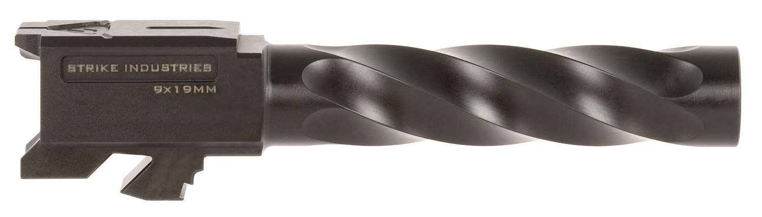 Strike Industries Glock 19 9mm Spiral Fluted Barrel, Black Nitride Stainless Steel