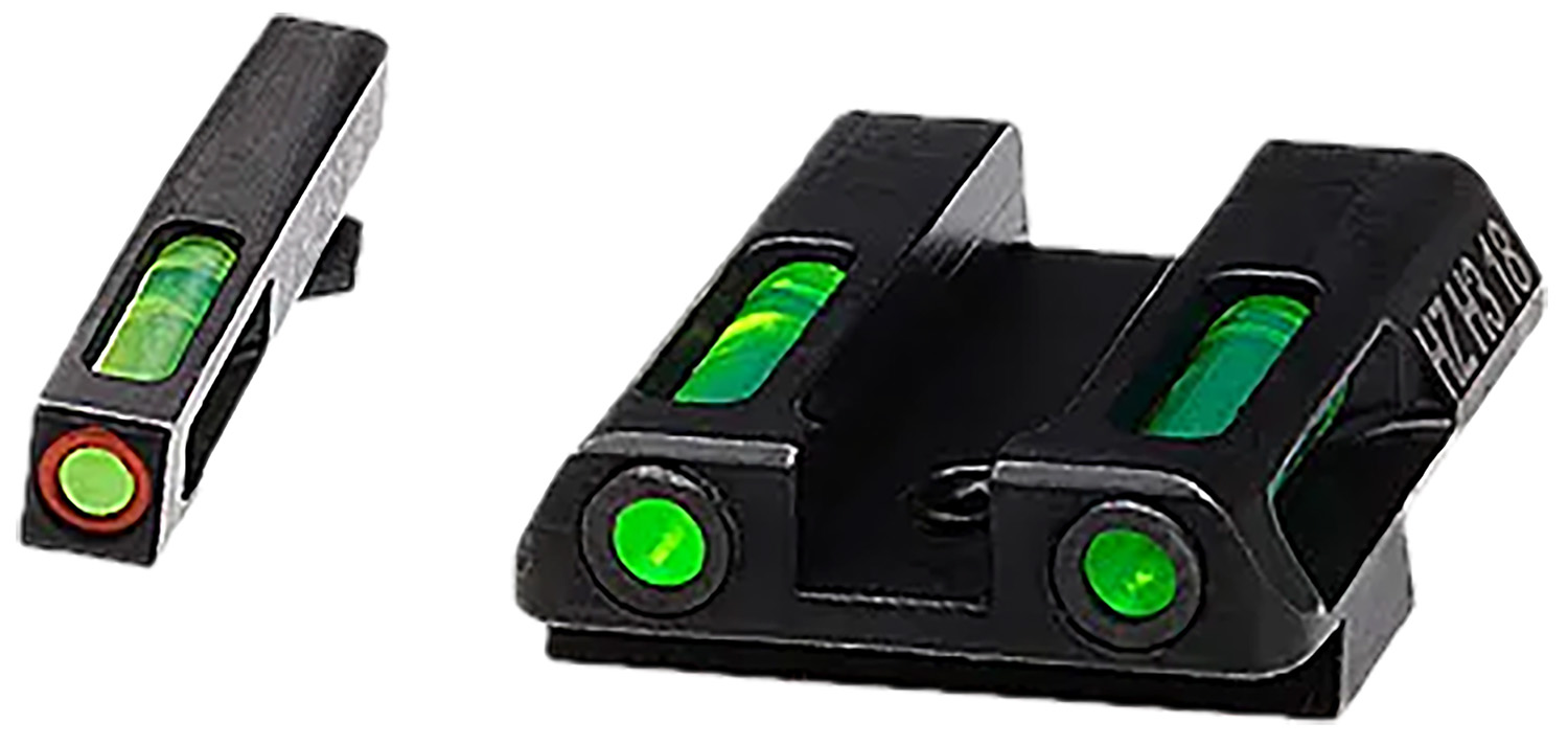 Hi-Viz LiteWave H3 Tritium/Fiber-Optic Sight Set for Glock 42/43/43X/48, Green Fiber Optic W/ Orange Outline
