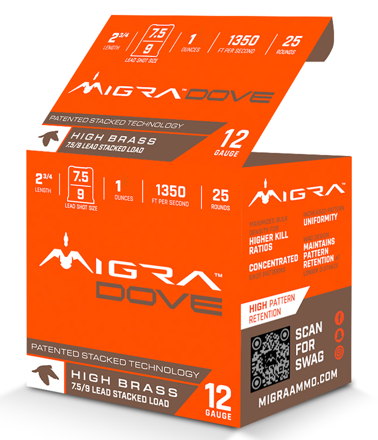 Migra Ammunition 12 Gauge 2 3/4 in Dove Lead Shot #7.5/#9, 25 Rounds