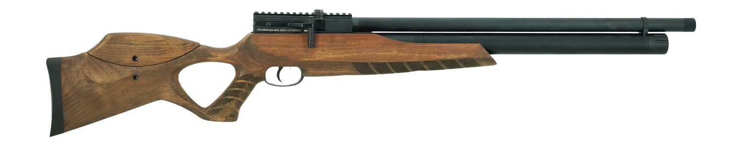 JTS Airacuda Max .25 Cal Pre-Charged Pneumatic Air Rifle, 18" Barrel, 10 Rounds, Matte Black Wood