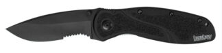 Kershaw Blur Serrated Knife 3.40" 14C28N Steel Black Anodized Aluminum Handle